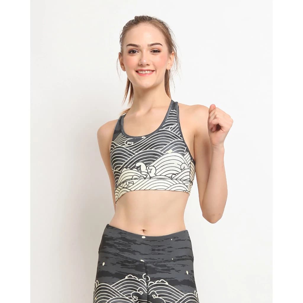 Black Wavecloud - Sport Bra L